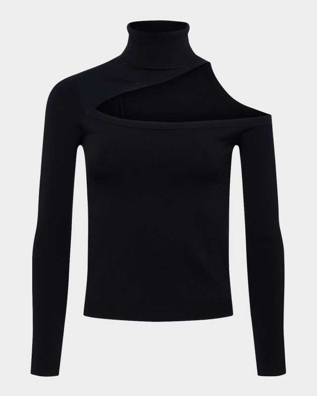 Azia Cut-Out Turtleneck Top